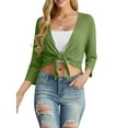 thumbnail image 6 of Cueply Women's 3/4 Sleeve Tie Front Cardigan Shrug Bolero Lightweight Top Summer Casual Short Shawl, 6 of 7