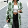 thumbnail image 4 of Turilly Lady Coats Oversize Jackets on Women's Outerwear Sweater Loose Plaid Color Matching Knitted Cardigan Casual Coats, 4 of 9