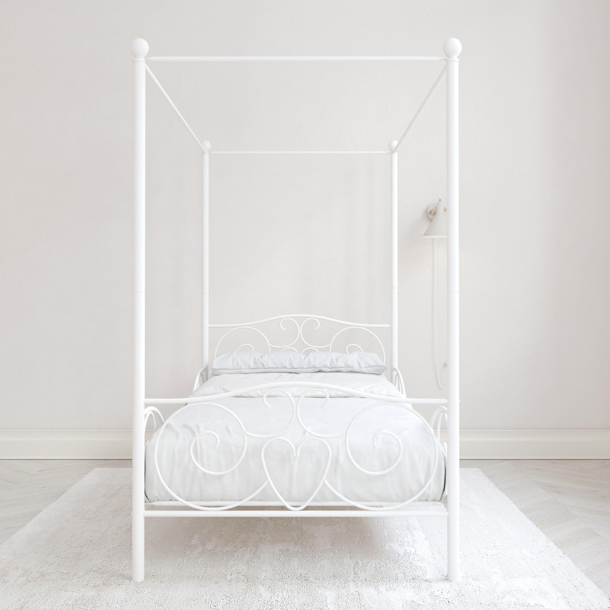 DHP Canopy Metal Bed, Twin, White