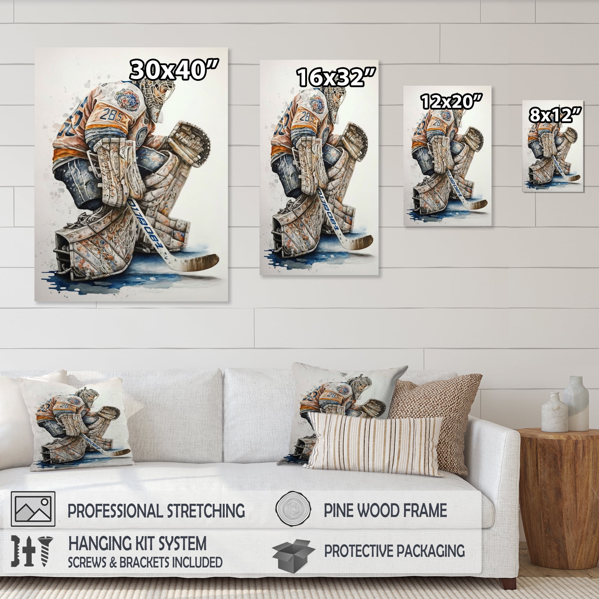Designart Goal Keeper During Hockey Game I Canvas Wall Art