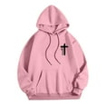 thumbnail image 6 of Awdenio Sweatshirts for Men New Fashion Loose Fit Fall Winter Drawstring Hooded Religious Letter Graphic Long Sleeve Pullover Top with Pocket, 6 of 7