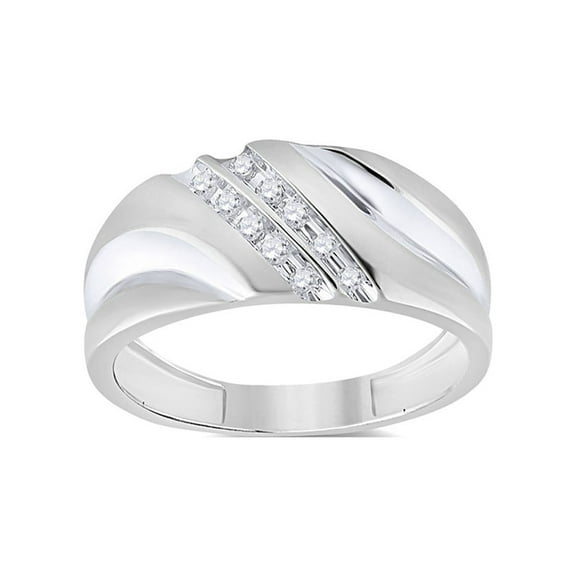 FB Jewels 10kt White Gold Mens Round Diamond 2-row Wedding Anniversary Band Ring 1/8 Cttw Size 8