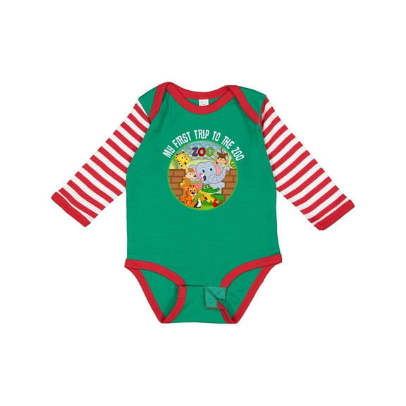 Inktastic 1st Trip to Zoo Animals Boys or Girls Long Sleeve Baby Bodysuit