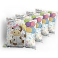 thumbnail image 5 of Ambesonne Birthday Throw Pillow Cover 4 Pack, Cow and Balloons, 18", Multicolor, 5 of 7