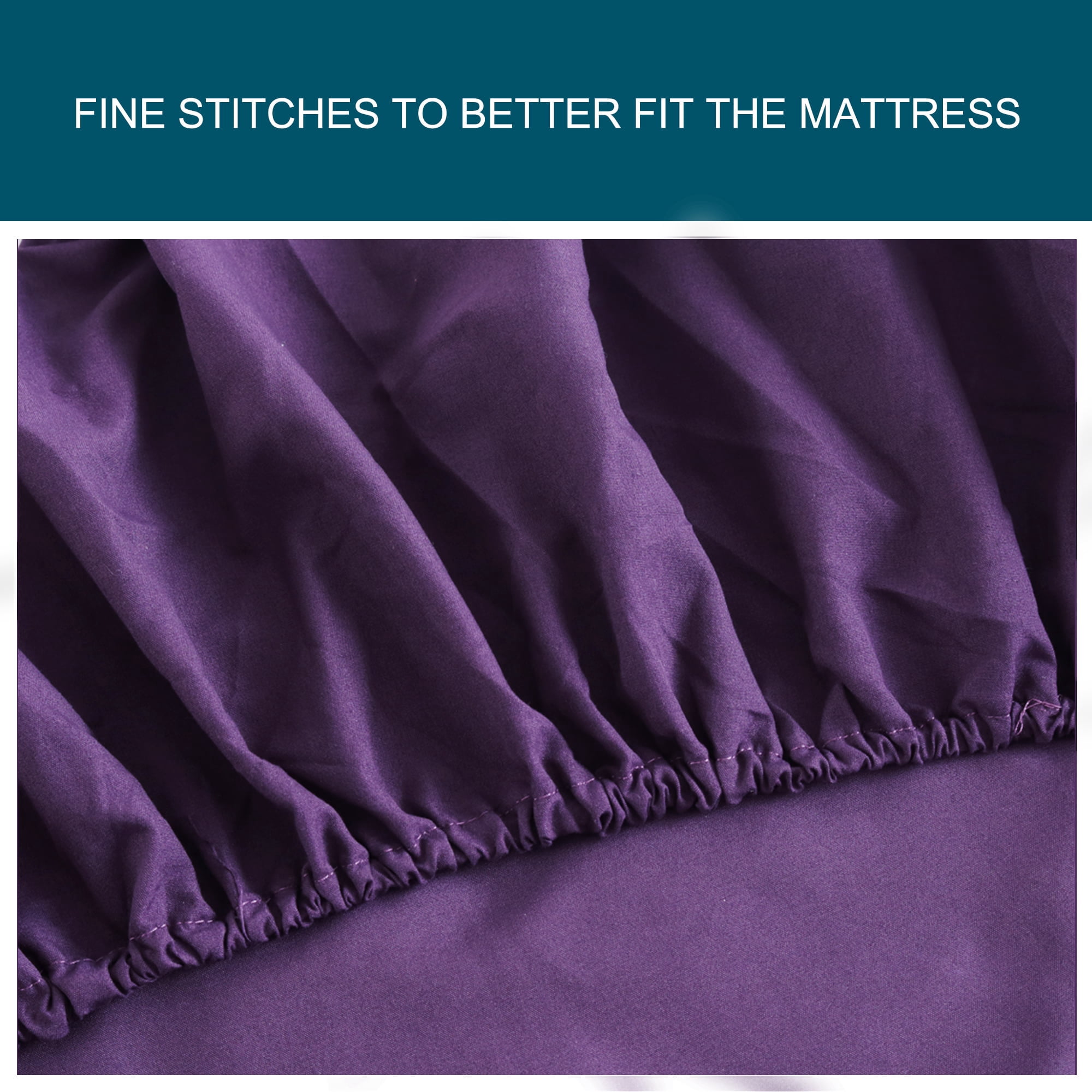 Unique Bargains 15" Deep Pocket Cotton Solid Fitted Sheet Dark Purple Queen
