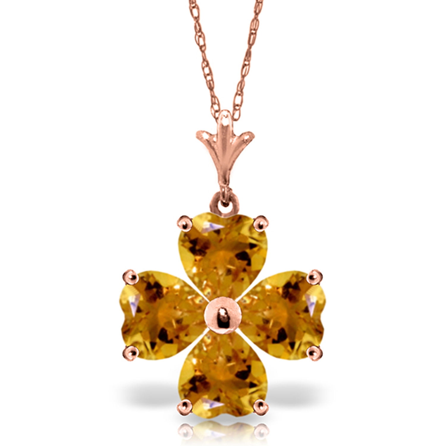Galaxy Gold 14K Solid Gold Natural Citrine Heart-Shaped Necklace for Women - Rose Gold Fine Jewelry