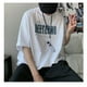 thumbnail image 4 of Camiseta de media manga para hombre Ticfox con Impresión de Letras Ajuste Suelto Blanco 2XL, 4 of 12