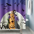thumbnail image 4 of SUNOLIFE Purple Halloween Pumpkins Shower Curtain Horror Moon Night Waterproof Fabric Bathroom Curtain 72x72 in, 4 of 4