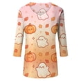 thumbnail image 5 of Women's Halloween T-Shirt Plus Size V-Neck 3/4 Sleeve Top, Witchy Print Halloween Blouse Fall Party and Casual Outfit 01-Earthy Yellow M, 5 of 5