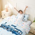 thumbnail image 3 of Castle Fairy Watercolor Train Twin Bedding for Teens, Stripe Cloud Art Duvet Cover Set for Bedroom, Light Blue White,2pcs,No Comforter, 3 of 6
