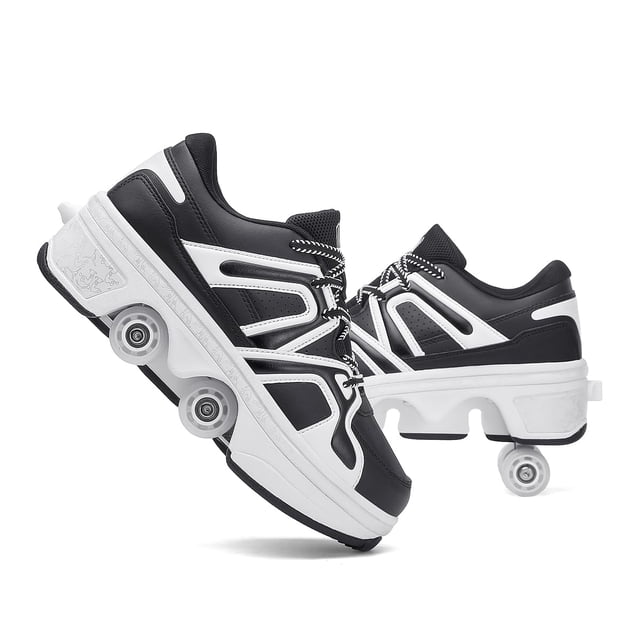 Pairduck Patins à Roulettes pour Femmes - Chaussures à Roulettes Rétractables 2-en-1 pour Patinage Intérieur et Extérieur avec Roues Ajustables