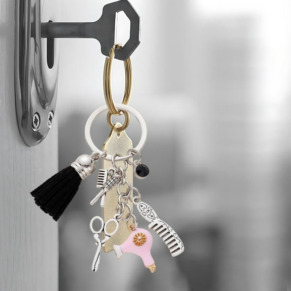 Hairstylist Keychain, Barber Tools Keychain, Unique Hairdresser Gift, Scissors Comb Hair Dryer Accessory, Creative Key Ring for Hair Artists and Stylists