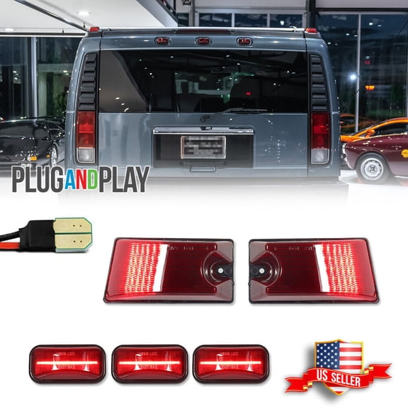 GTINTHEBOX 5X Red Lens LED Rear Cab Roof Running Light Side Marker Lamp For 2003-2009 Hummer H2