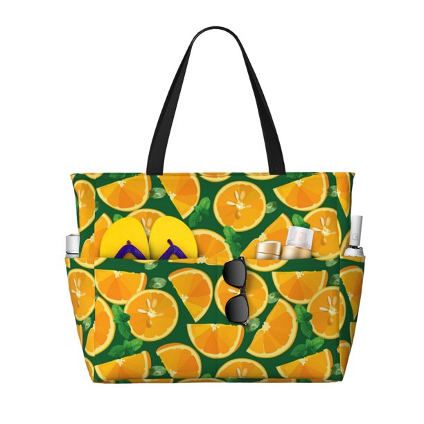 Fotbe Orange Lemon Bolsa de Viaje para Playa - Resistente al Agua, Bolsa Tote de Gran Capacidad y Ligera con 7 Bolsillos para Mujeres y Hombres