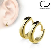 Stainless Steel Small Dome Hoop Huggie Earrings Pair 2.5 mm Wide 20 GA Men Women Earrings Gold (Choose Color)