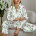 thumbnail image 6 of Honeii Lilies Flowers print Women's Pajama Sets Long Sleeve Button Down Sleepwear Nightwear Soft Pjs Lounge Sets-Large, 6 of 7