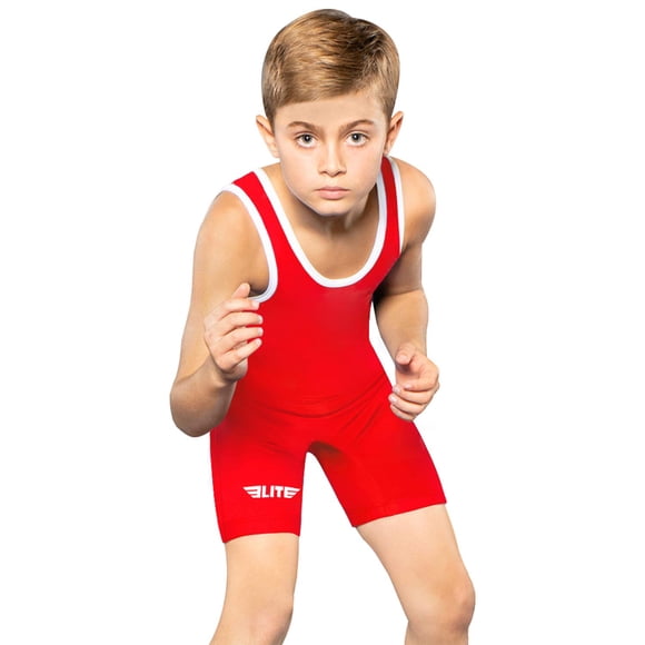 Elite Sports Wrestling Youth Singlets Standard Kids Wrestling Singlet (Red, Medium)