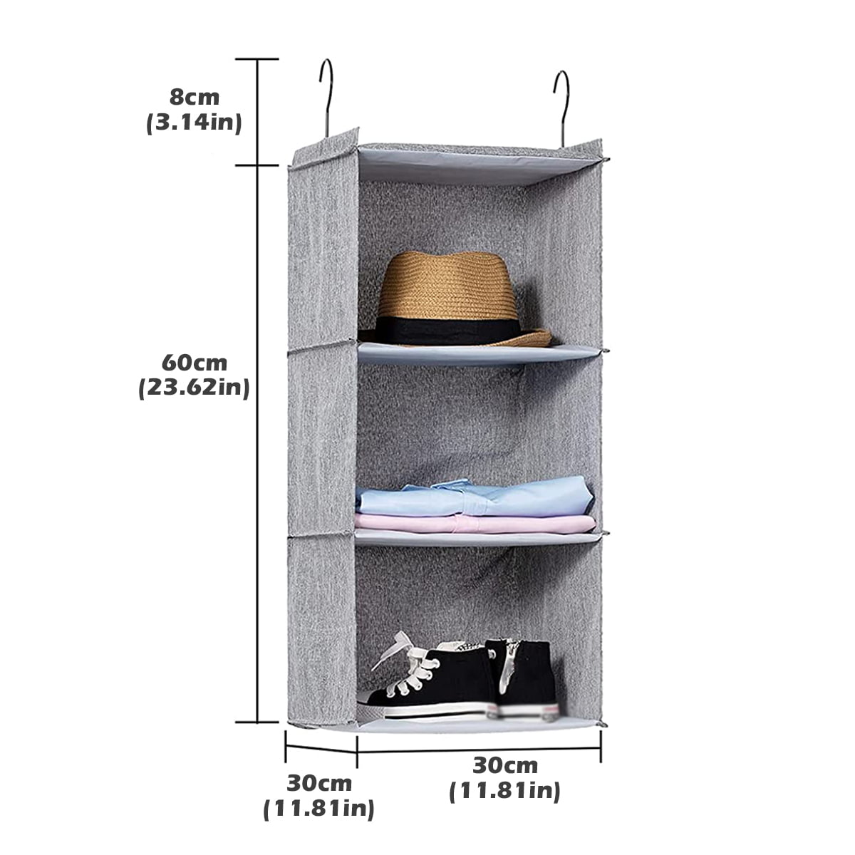 DonYeco 4-Shelf Hanging Closet Organizers and Storage, Collapsible Closet  Storage Organizer with 4 Side-Pockets, for RV Wardrobe Camp, Hanging