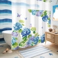 thumbnail image 5 of No Hook Shower Curtain, Blue Hydrangea Shower Curtains for Bathroom with See Through Top Window, Farmhouse Butterfly Spring Floral Waterproof & Washable Bath Curtain Standard 72"x72", 5 of 9