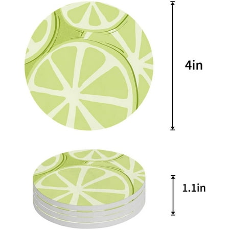 

FMSHPON Lemon Set of 6 Round Coaster for Drinks Absorbent Ceramic Stone Coasters Cup Mat with Cork Base for Home Kitchen Room Coffee Table Bar Decor