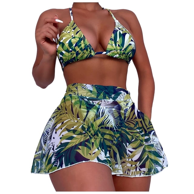 Traje de baño HUOGUO con estampado tropical hawaiano de 2 piezas para mujer