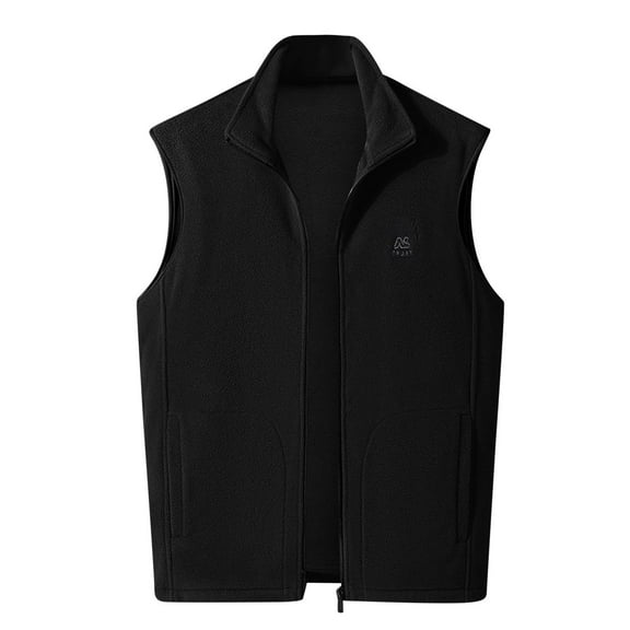 Bcfgryg Mens Casual Trend Fleece Warm Vest Solid Color Loose Coat Lightweight Men's Jacket For Hiking Black XXL