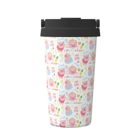 

Pofeuu Cute Pig Print Coffee Mug Iced Coffee Tumbler Cup Double Wall Vacuum Leak-Proof Thermos Mug CoffeeThermos Travel Mug