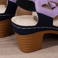 thumbnail image 4 of HomeDM Womens Platform Chunky Heels Sandals Color Block Open Toe Ankle Strap Slides Sandals Summer Dress Shoes, Purple Size 5.5, 4 of 9