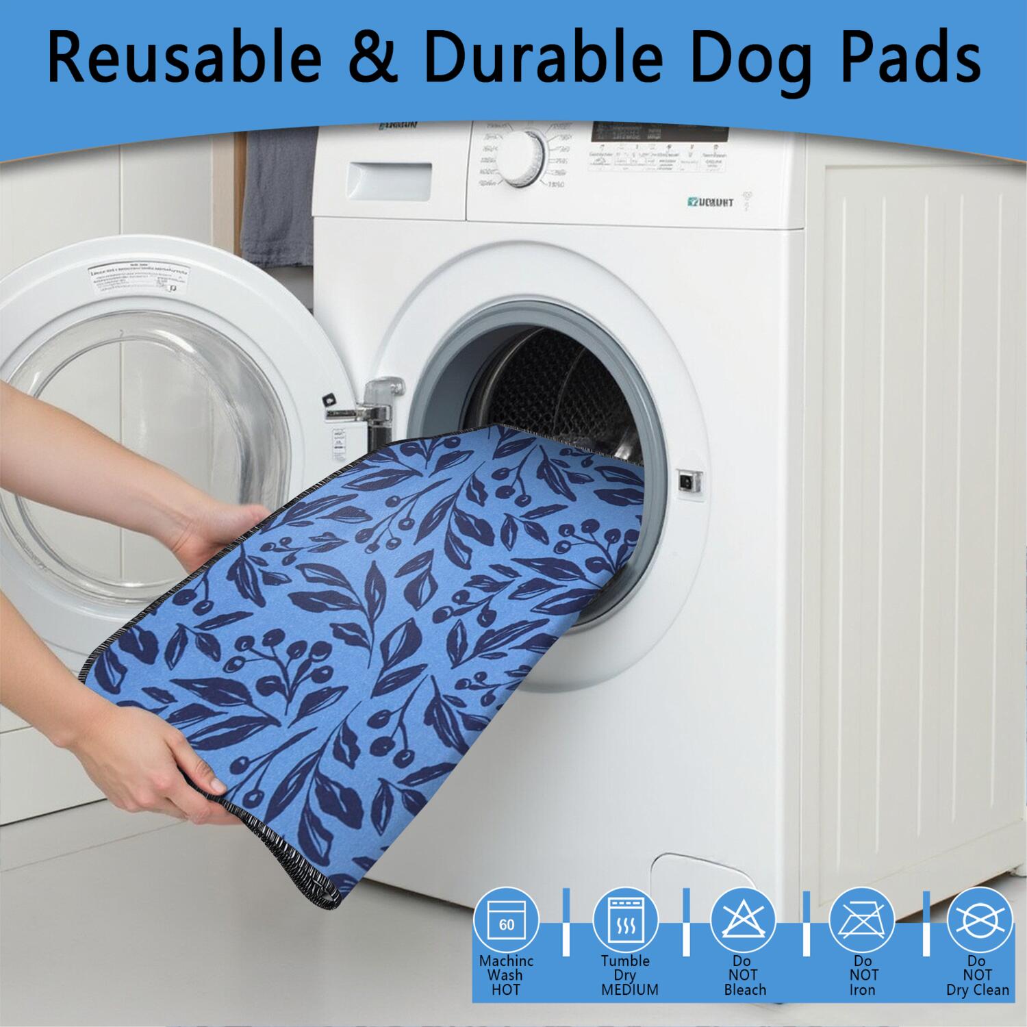 2-Set Floral Print Pet Potty Pads, Washable Reusable Dog Training Mats 24x35 Inch, Non-Slip Puppy Housebreaking Solution for Indoor Use