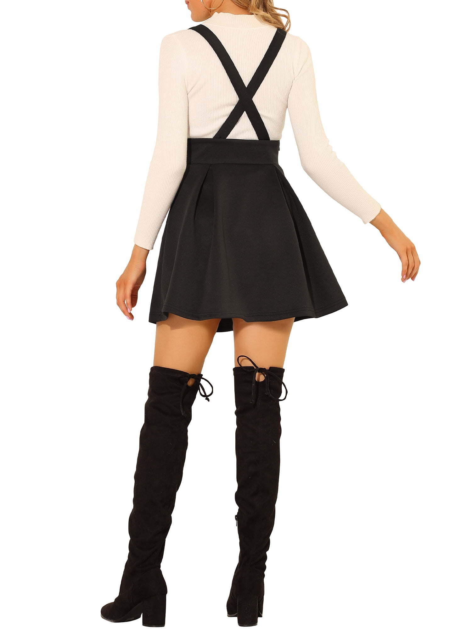 DARING DIVA Women's High Waist Brace Lace Mini Suspender Skirt S Black