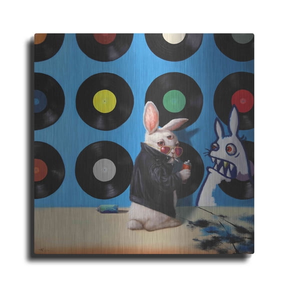 Luxe Metal Art 'Bad Bunny' by Lucia Heffernan, 24"x24"
