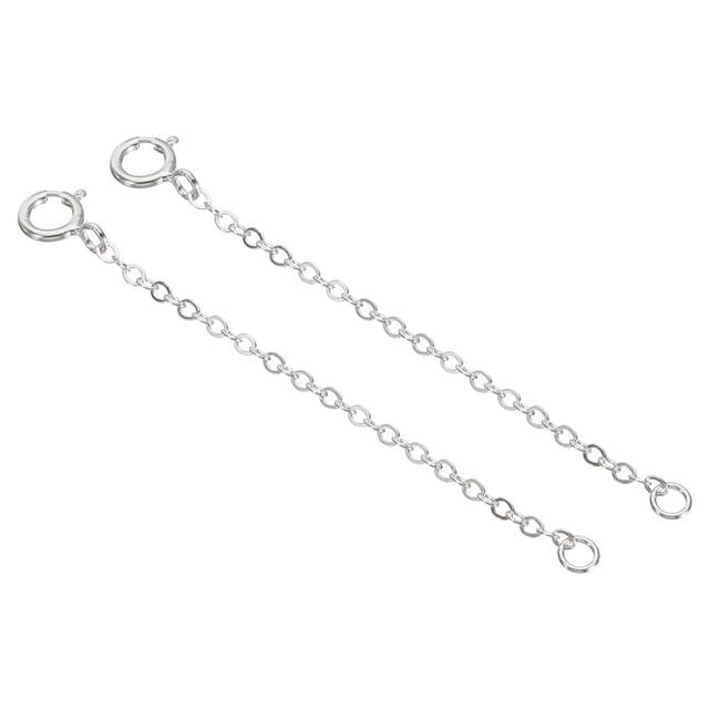 Unique Bargains 2 Inch S925 Silver Necklace Extender Gold Plated Chain Extenders Extension, Platinum 2 Pack