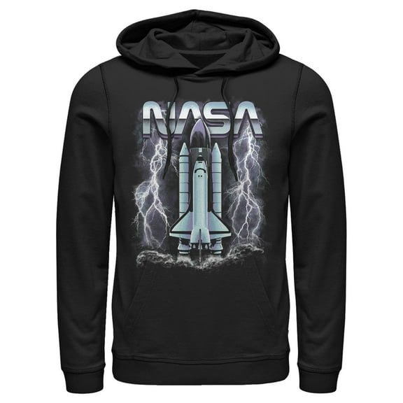 Men's NASA Lightning Launch  Pull Over Hoodie Black Large