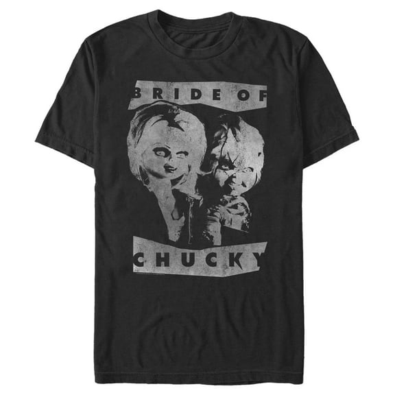 Men's Child's Play Bride of Chucky Black and White Poster  Graphic Tee Black Small