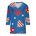 thumbnail image 6 of Xdegoge 4th Of July Tops for Women Patriotic Shirts USA American Flag Tropical Floral Print V Neck Three Quarter Sleeve Casual Loose Fit Summer Holiday Graphic Tees, 6 of 7