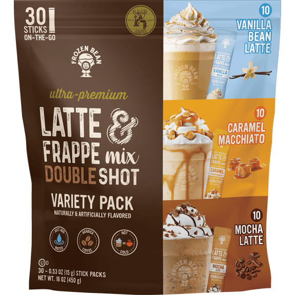 Coffee Combo Variety Pack, Single-Serve Stick Packets, Gluten-Free, Dairy-Free, Lite Caramel Macchiato, Lite Vanilla Bean Latte, Lite Mocha Latte, 10 Packets Each (30 Total Packs)