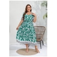 thumbnail image 3 of AURA Plus Size High Waist V Neck Printed Maxi Dress Elegant Spring Summer Style, 3 of 6