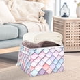 thumbnail image 3 of Yayeee Collapsible Cube Storage Bin with Lid Fabric Closet Decorative Basket with Handles, Pink Art Pattern, 3 of 7