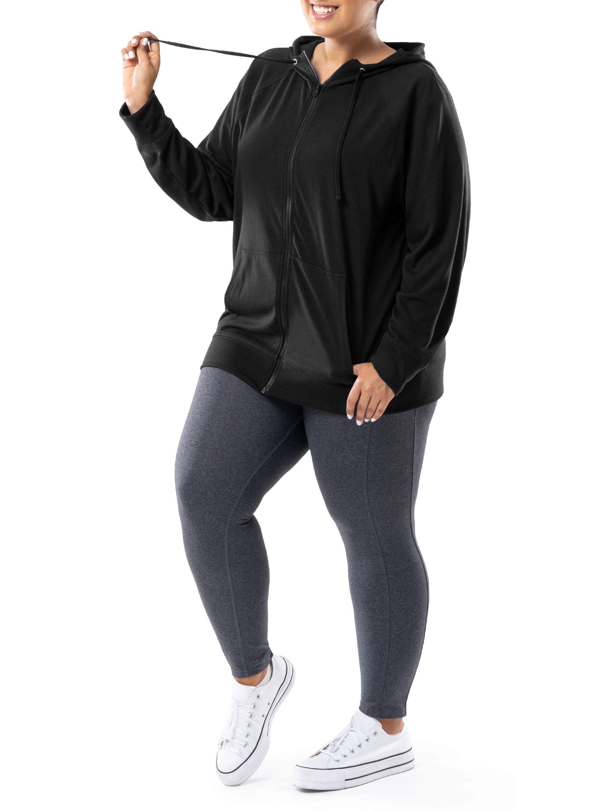 Athletic Works Women's Plus Lightweight Zip-Up Hoodie Jacket, Size 1X-5X