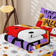 thumbnail image 5 of Feelyou Kawaii Sugar Ghost Zipper Twin Comforter Sets with Fitted Sheet and 2 Pillowcases, Cute Star Candy Zipper Bedding Set, Purple Orange Red, Halloween Reversible, 4pcs, 5 of 7