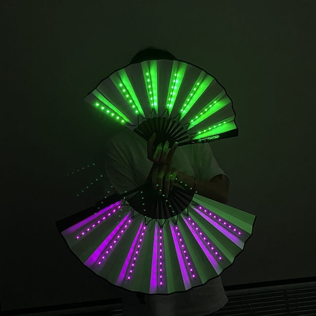 YAOBAMM Plastic Material Light Fan Luminous LED Light Foldable Glowing Strong Hinge 12V 8 Inch KTV Bar Club Performance Prop Hand