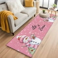 thumbnail image 2 of Pink Christmas Snowman Runner Rug 2x6 FT, Non Slip Hallway Carpet, Xmas Birds Winter Snowflake Washable Soft Floor Carpet Throw Runner Carpet Long Rug for Entryway Kitchen Bedside Sliding Door, 2 of 9