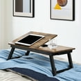 thumbnail image 2 of SONGMICS Bureau pour Ordinateur Portable pour Lit Ou Sofa avec Dessus Inclinable Réglable, Brun Rustique, 2 of 5