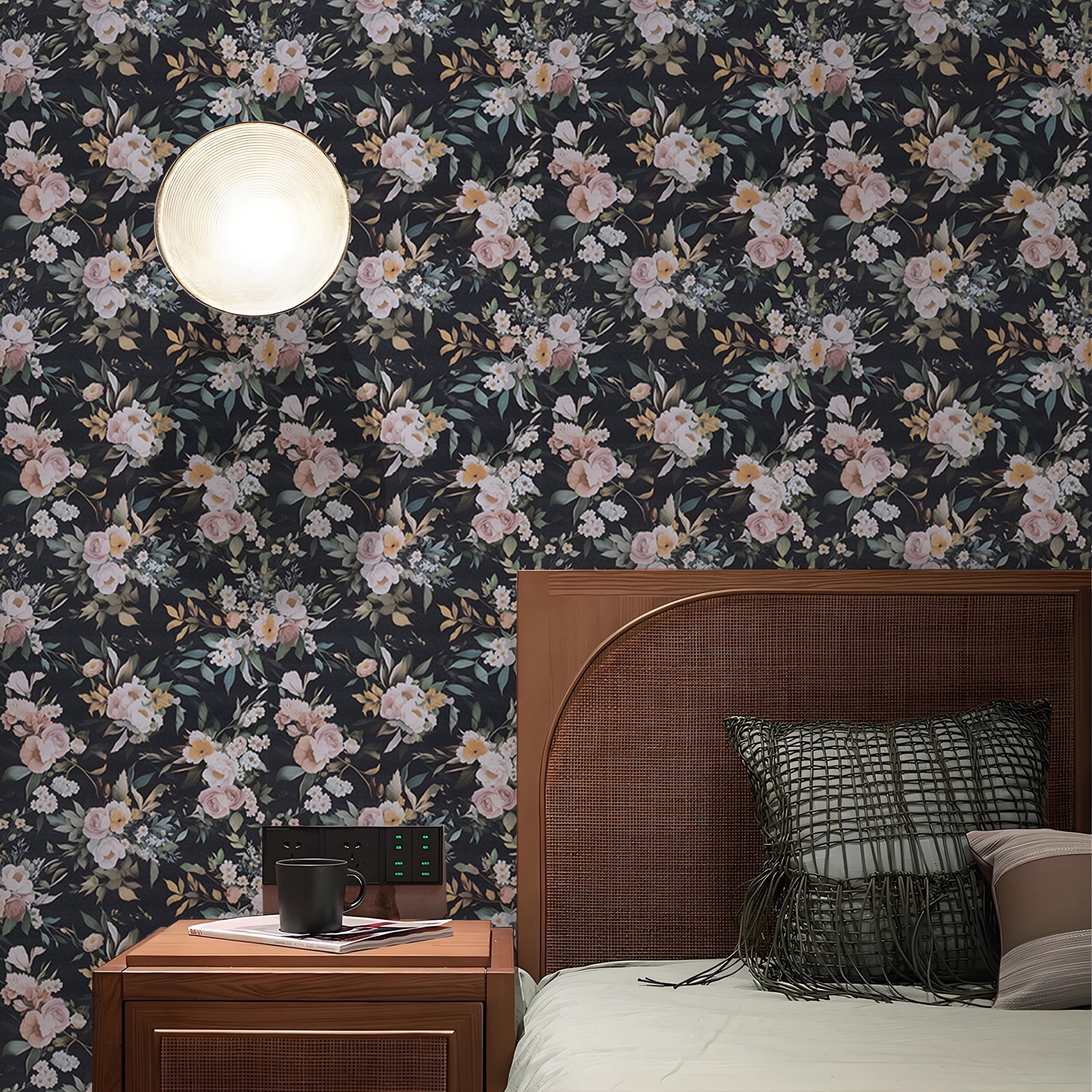 (4 pack) Abyssaly Flower Peel and Stick Wallpaper Colorful Floral Adhesive Removable Wallpaper Peel and Stick for Home Bedroom Cabinets Thicken 17.5-in x 118-in