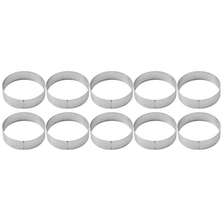 

10Pcs Circular Tart Rings with Holes Stainless Steel Fruit Pie Quiches Cake Mousse Mold Kitchen Baking Mould 7cm