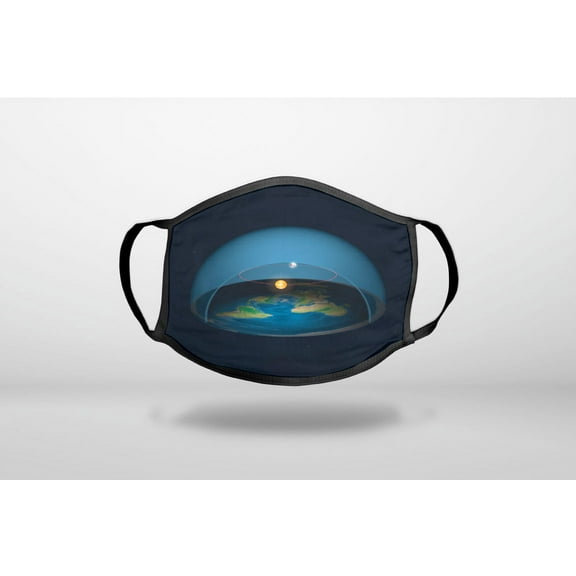 Flat Earth Map - 3-Ply Reusable Soft Cloth Face Covering, Unisex, Cotton Inner Layer