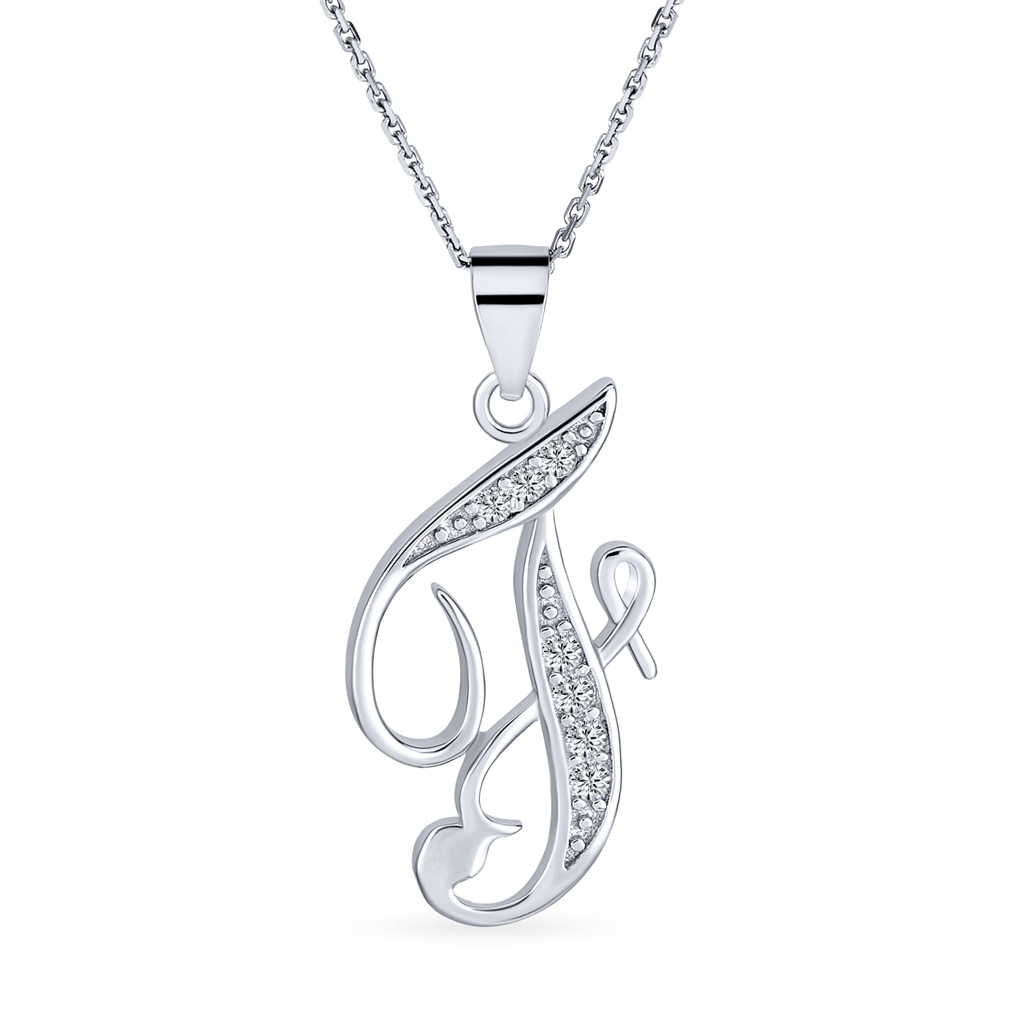925 Sterling Silver Initial F Shaped Pendant 