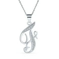 thumbnail image 1 of Collier Pendentif Initiale F Lettre Alphabet Script Cursif Pavé de Zircon Cubique ABC pour Femmes en Argent Sterling, 1 of 6