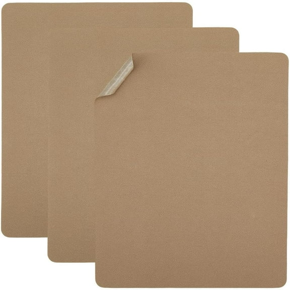 3Pcs 11x10.2In Brown Self-Adhesive Clothes Patches Cuttable Fabric Versatile Lightweight Outdoor Gear Repair Patch for Jeans Furniture Sofa Car Interior Shoes Tote Bag Clothing Holes Down 3pcs