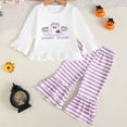 thumbnail image 2 of YIWULA Toddler Baby Girl Halloween Outfit Flare Long Sleeve Pumpkin Embroidery Top Bell Bottoms 2Pcs Set(2-3 Years,Purple), 2 of 9